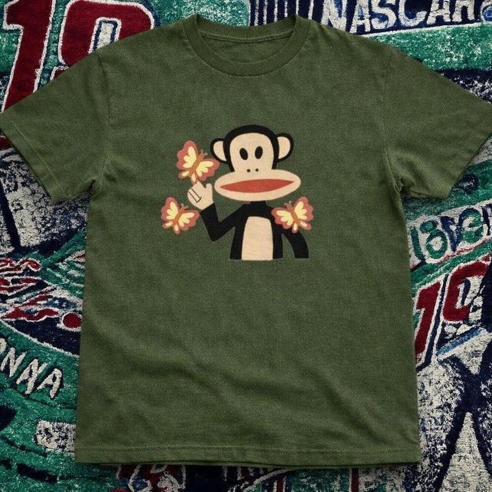 Y2K Cute Julius Paul Frank Graphic Tee Military Green Unisex